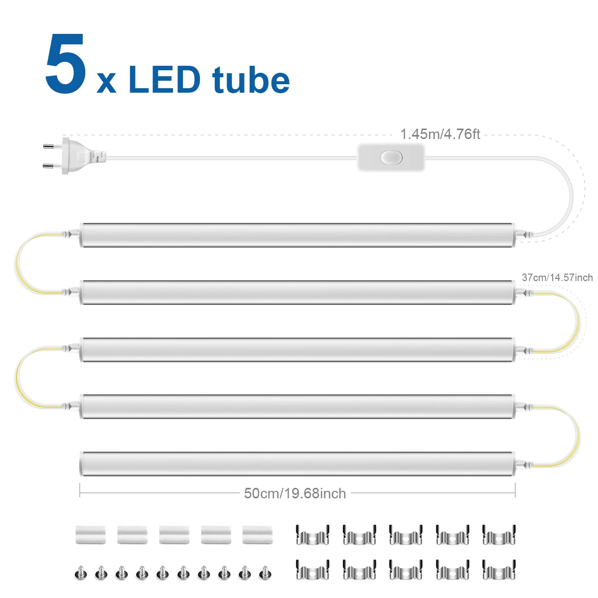 50CM 15W 220V DIY Wandlampen LED T5 Buis Met Schroeven Wandmontage LED Verlichting voor Slaapkamer Woondecoratie + EU Plug Netsnoer Q