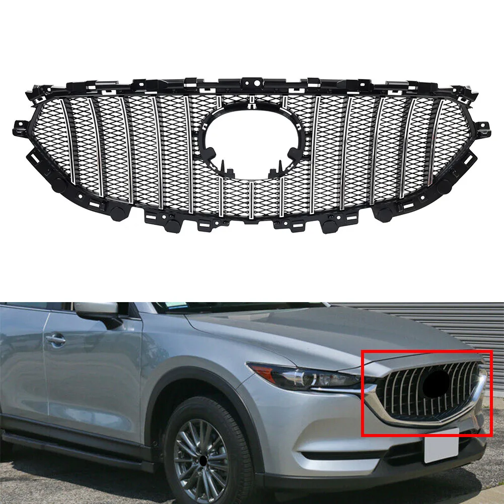 

Car Front Grille ABS Plastic Racing Grills Chrome Mesh Guard Grill Vent Trim For Mazda CX5 CX-5 2017 2018