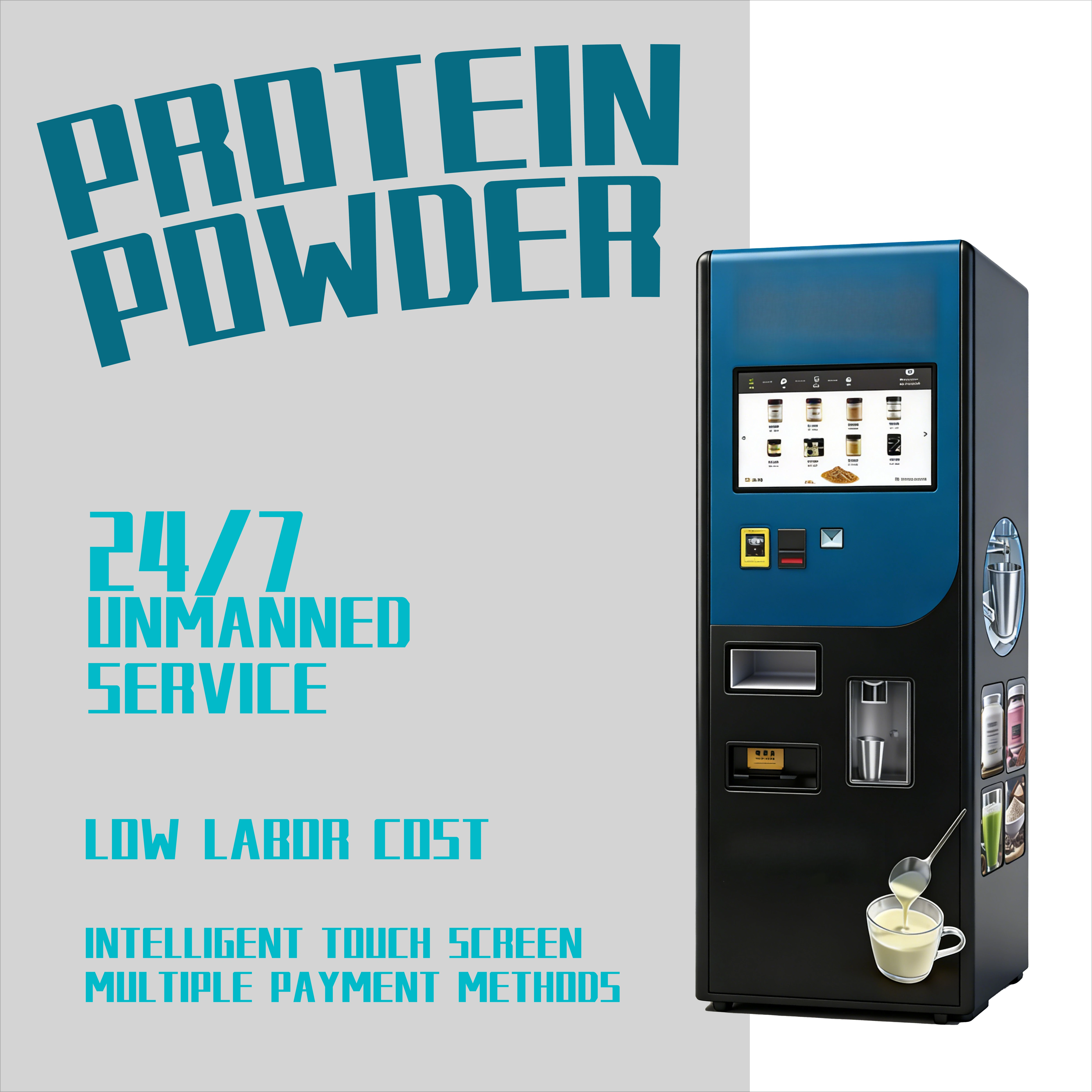FL Low Noise Fitness Protein Vending Machine Independent Cold Water System Keep Fresh For Sports Training Center