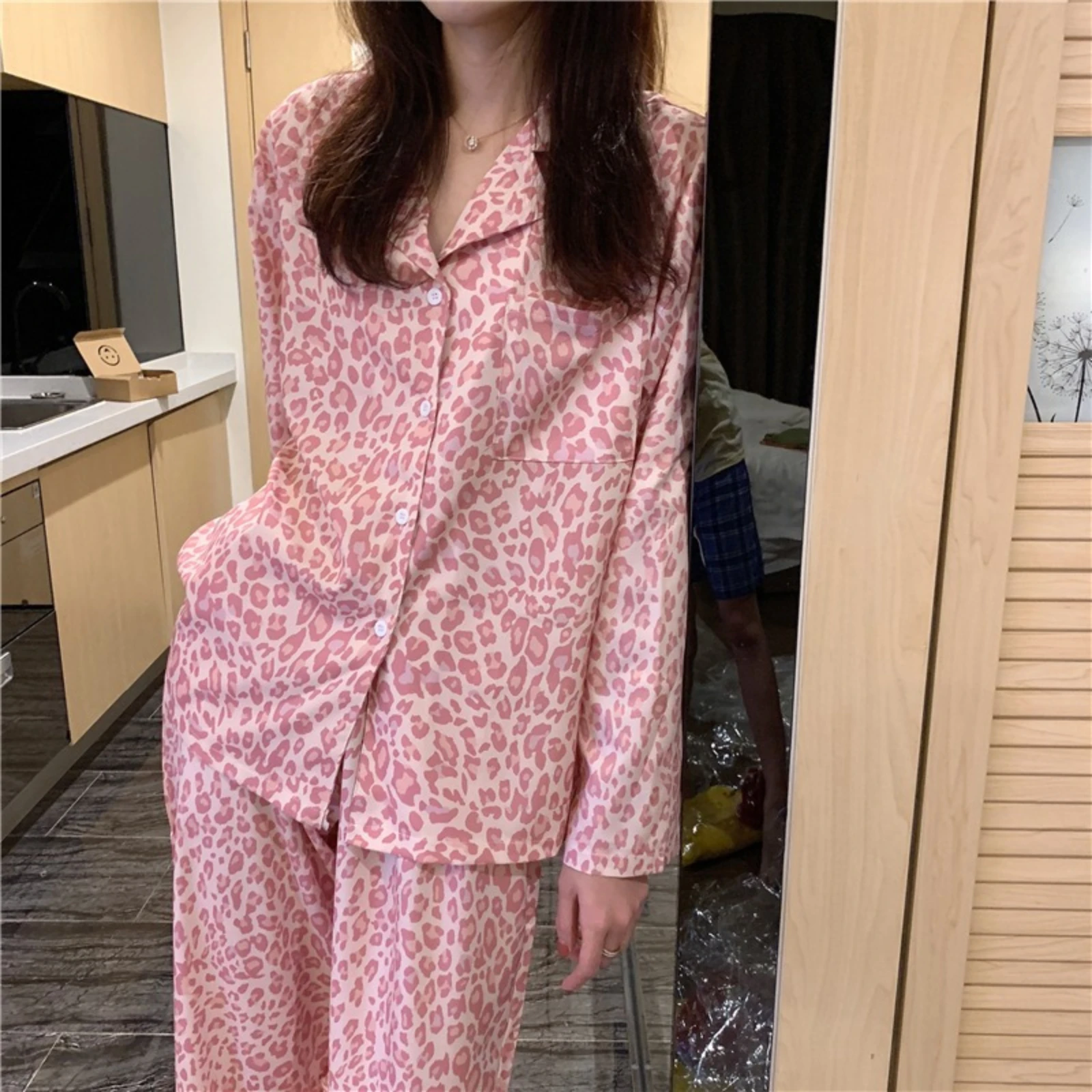 

Spring Autumn Outdoor Wearable Plus Size Russian Long Sleeve Women's Sleepwear Collared Open Cardigan Set Home Clothes 2025