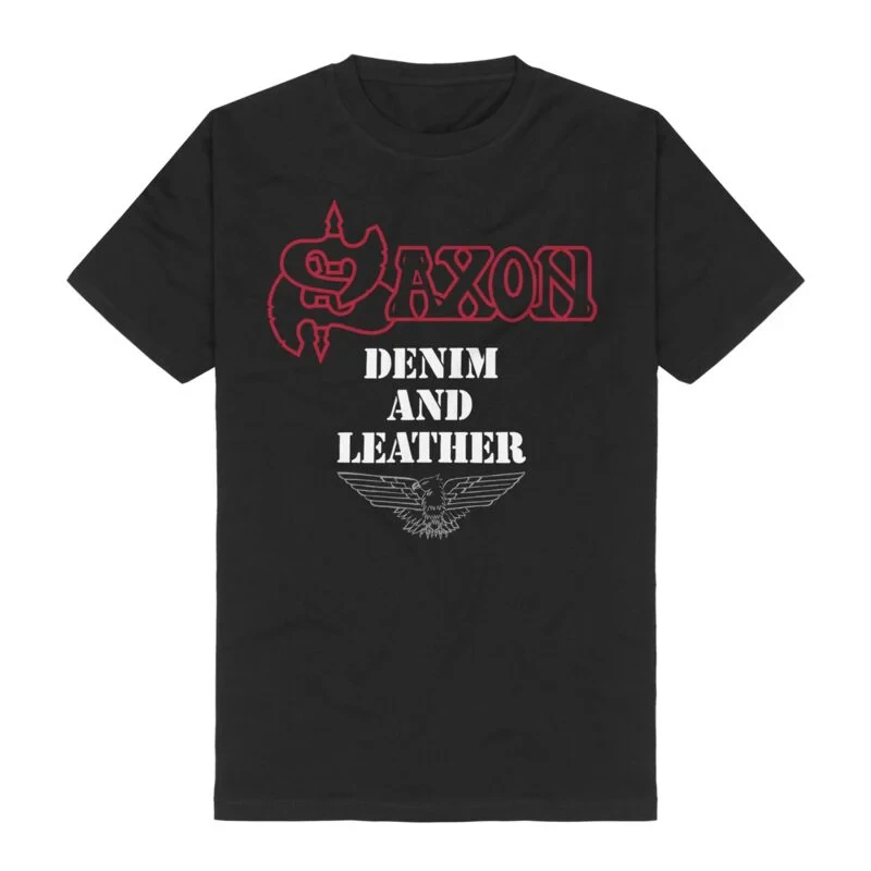 Fit Saxon Graphic Cotton Band T-shirt Unisex Summer Short Sleeve Fashion Brand Tee Luxury Casual Vintage Tees