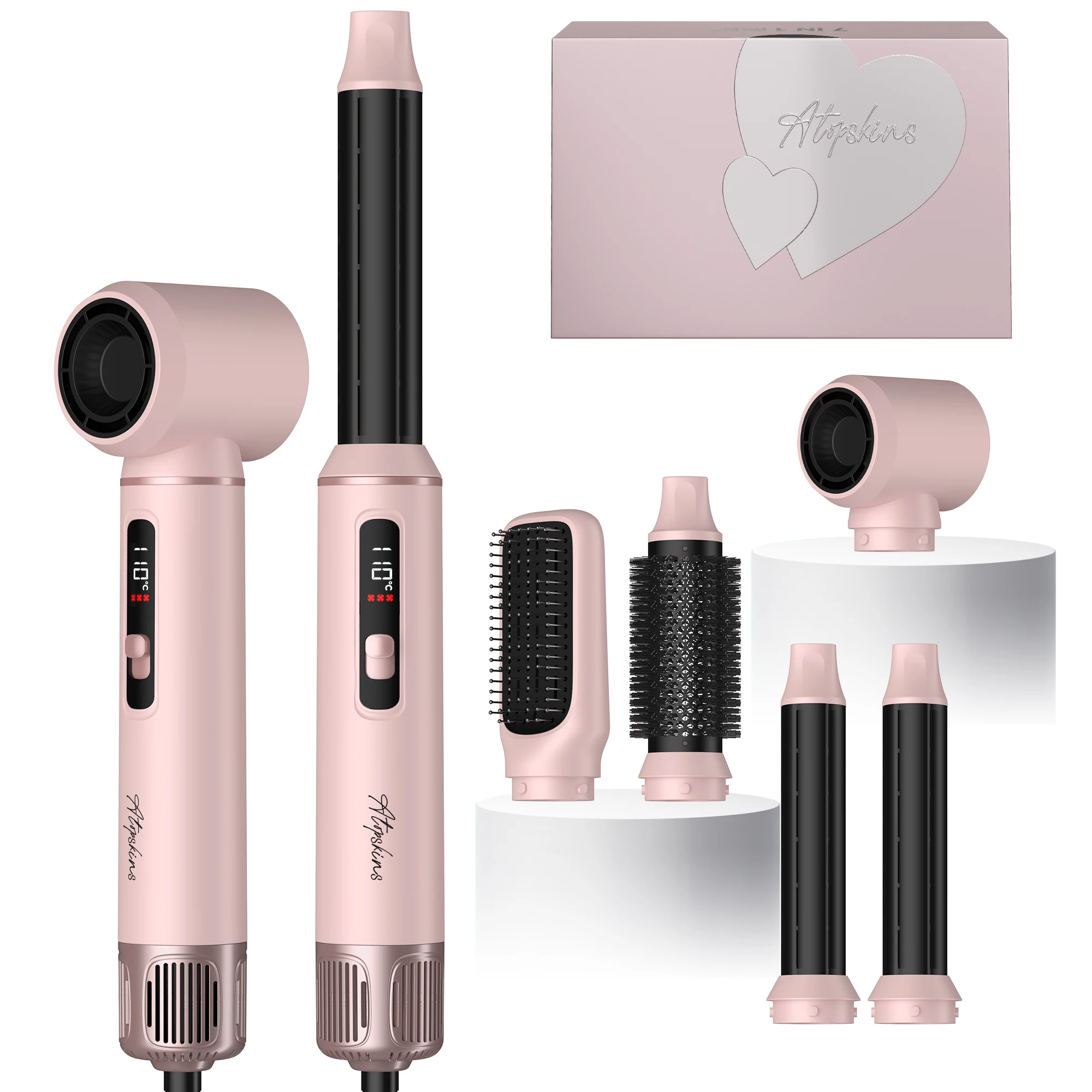 ATOPSKINS Airstyler Pro 5 in 1 Hair Dryer Set, Hot Air Curling Brush, Straightener, Thermal Brush