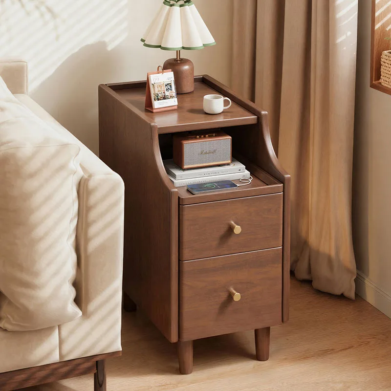 Mesa de Noche Moderna con Cajones y Organizador, Gabinete Móvil para Café, Librero, Mueble de Dormitorio para el Hogar