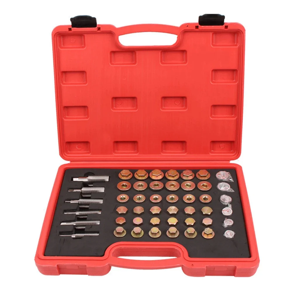 

64/114PCS Professional Oil Pan Thread Repair Set Portable Automotive Crankcase Gearbox Drain Plug Tool