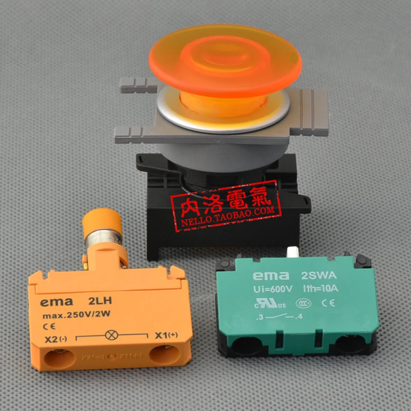 [SA]EMA 30mm illuminated pushbutton switch E3P4 * .A0 self-locking AC110 / 220V 1NO / 1NC--10pcs/lot