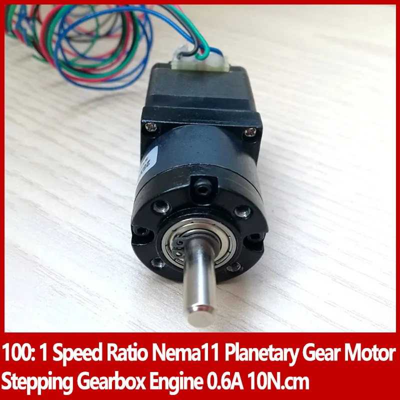 100: 1 Speed Ratio Nema11 Planetary Gear Motor Stepping Gearbox Engine 0.6A 10N.cm