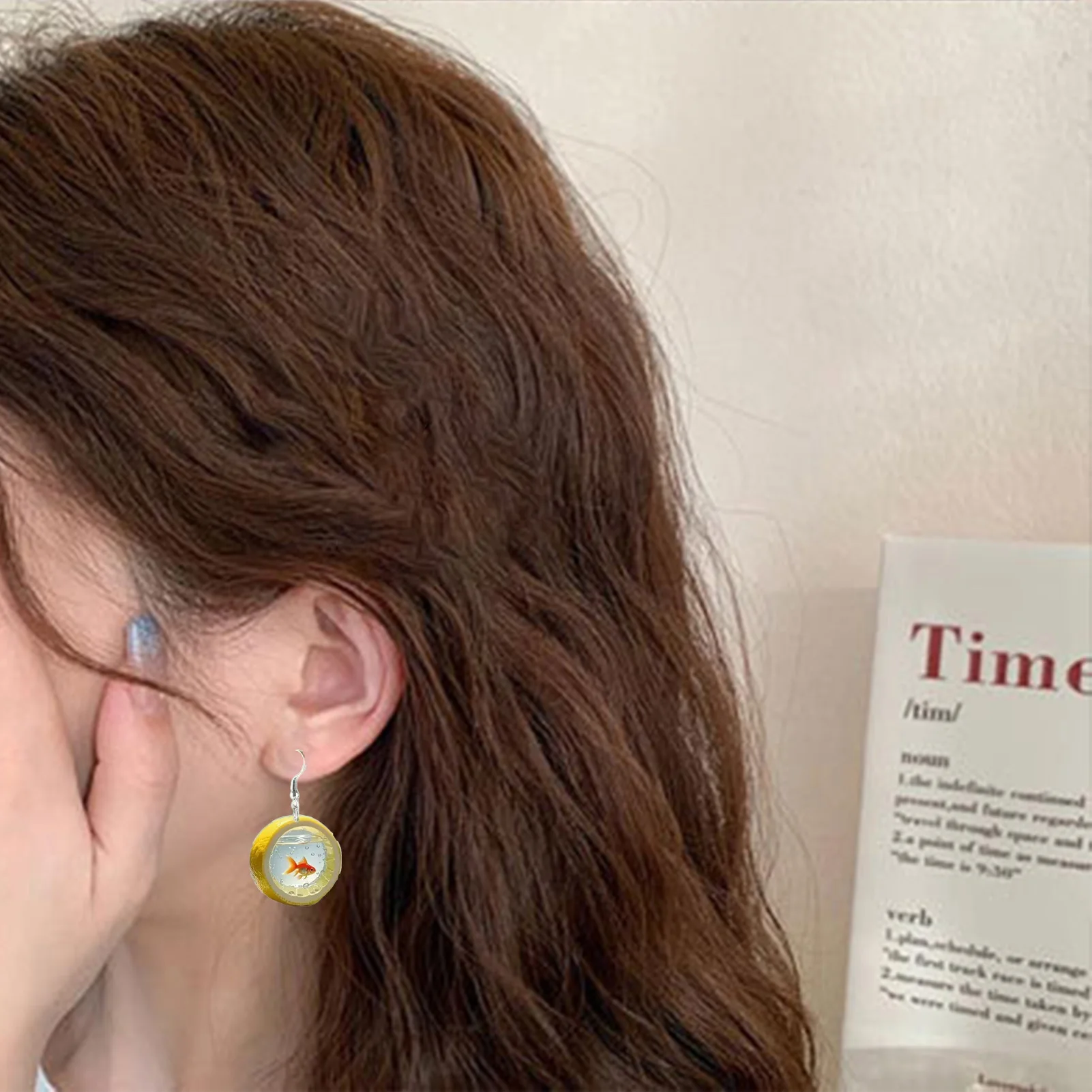 

Acrylic Fish Design Dangle Earrings Acrylic Charming Lemon Jewelry Holiday Decor for New Year Festival Jewelry