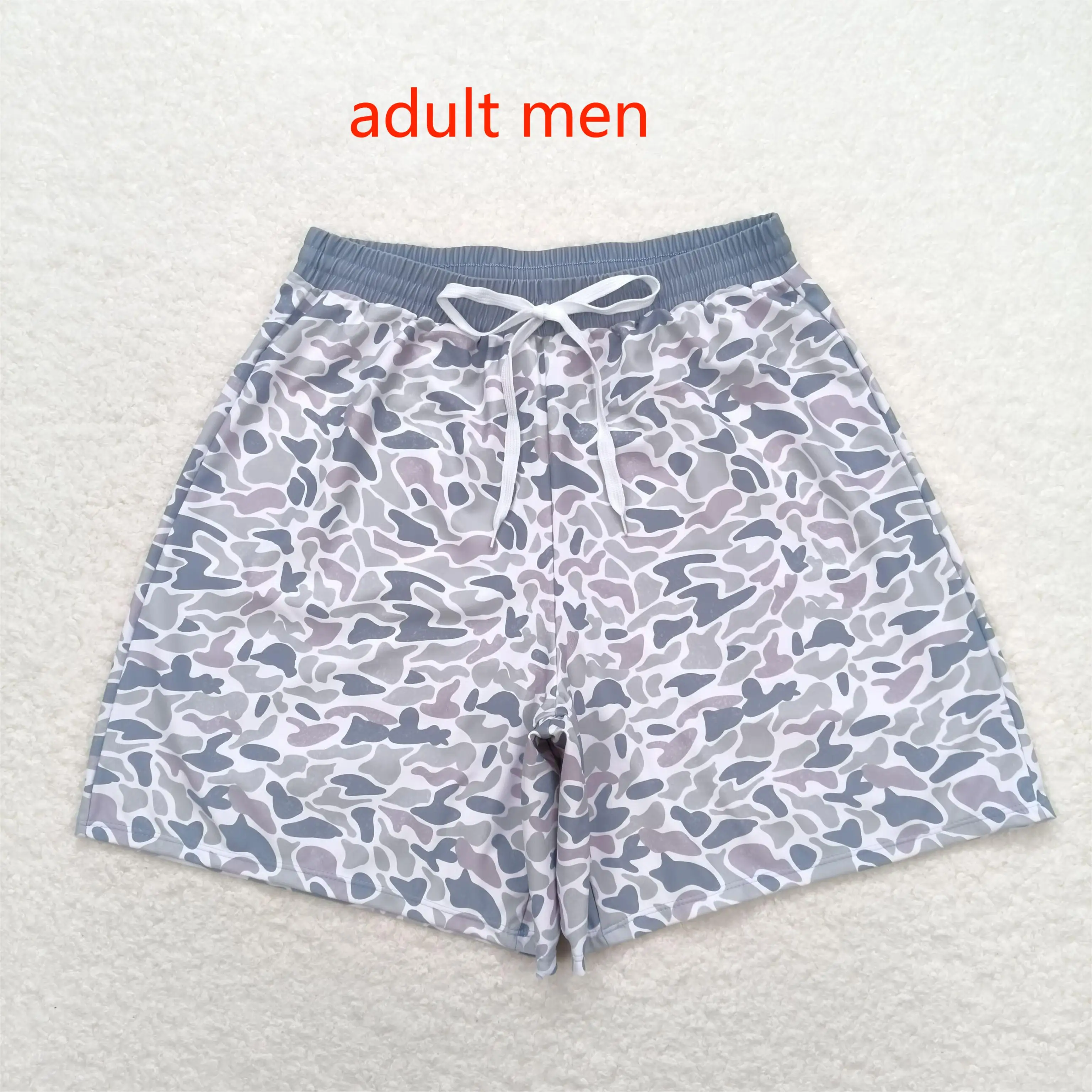 

S0404 Wholesale Summer kids clothes Adult men's brown and blue camouflage swimming trunks Summer New Arrival trunks