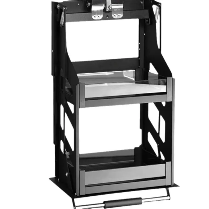 Pull-down seasoning basket on top of the cabinet