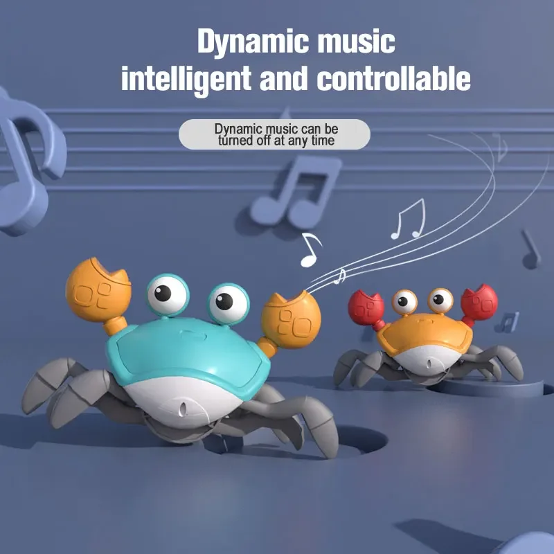 Dancing Crab Toy for Babies Crawling Interactive Escape Crabs Walking with Music Automatically Avoid Obstacles Toys