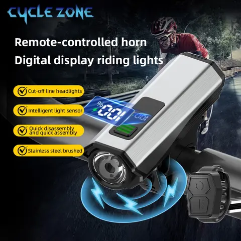 Smart Sensor Bicycle Front Light Wireless Remote TYPE-C Rechargeable with Horn Bike Headlight Flashlight for MTB Cycling Accesso