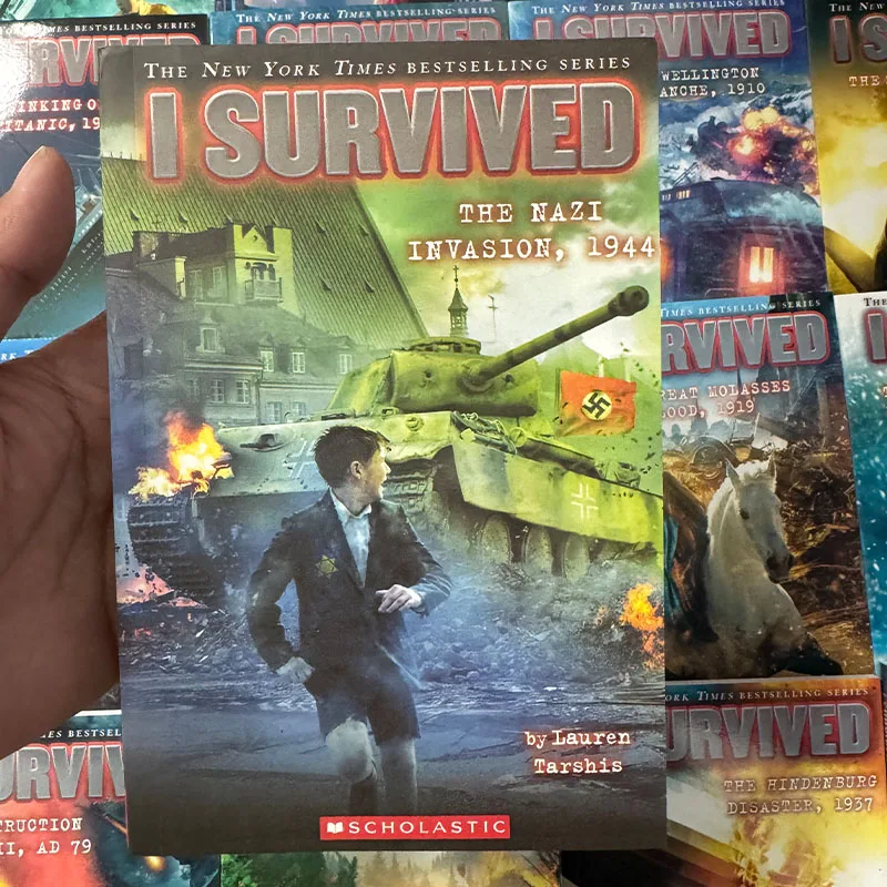 22 كتابًا/مجموعة لقد نجوت من كتب القراءة الإنجليزية، تاريخ الكوارث، رواية البقاء، دليل الهروب، كتب فصول العلوم للأطفال