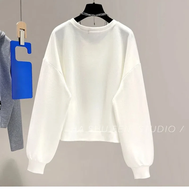 Street Casual Loose Pullovers Top Spring Autumn New Long Sleeve Solid Color Thin Short Hoodies Korean Fashion Women Clothing