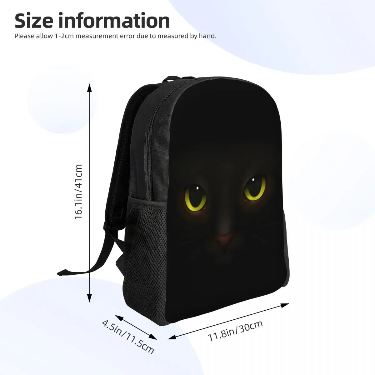 Personalized Black Cat Face Backpacks Men Women Casual Bookbag for College School Bags