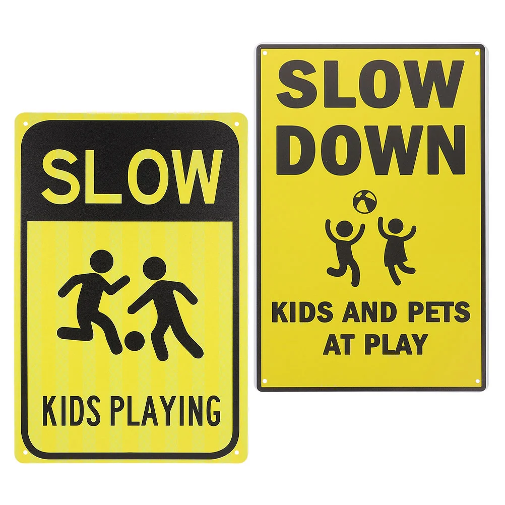 

2 Pcs High Visibility Kids Play Caution Road Signs Traffic Safety Warning Iron Plates GD20 S 01 GD20 S 05 Street Sign