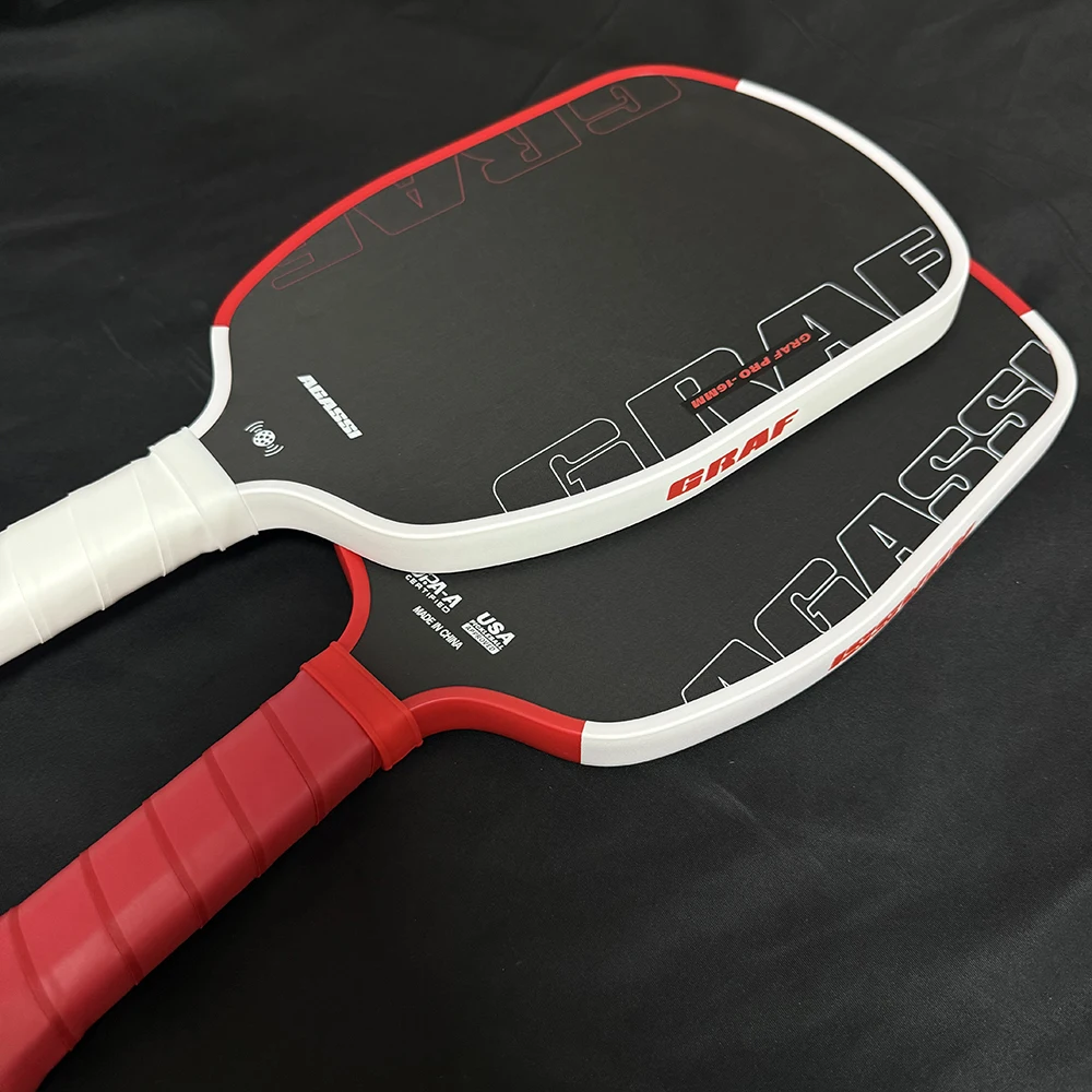 

Профессиональная ракетка Pickleball — ракетка Agassi Pro из углеродного волокна T700 16 мм, повышенная прочность и ощущение, красный и белый дизайн