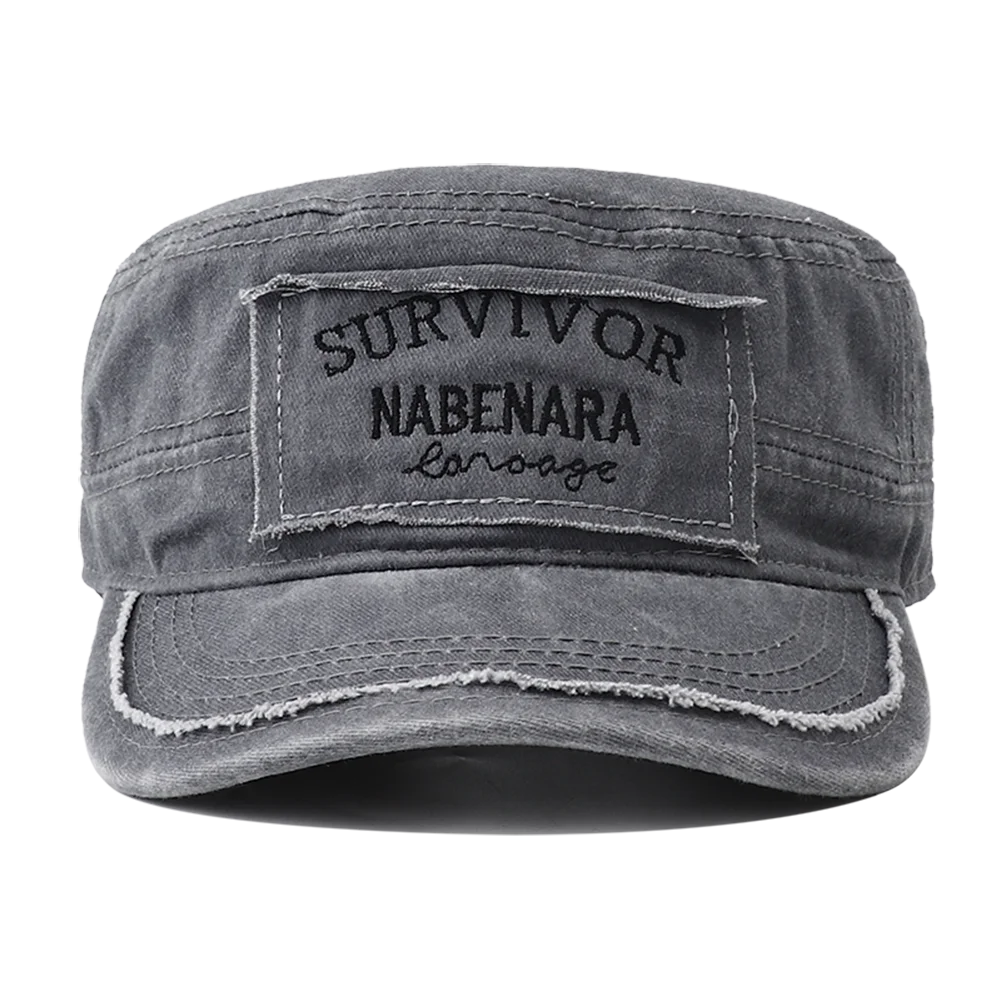 2024 New SURVIVOR Embroidery Military Flat Top Hat Men\'s Washed Cotton Peaked Hat Unisex Army Baseball Caps for Women Men Gorras