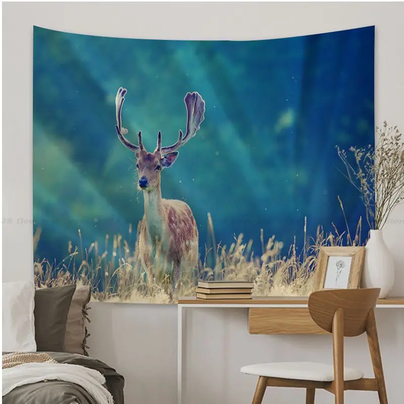 Wildlife Deer Cartoon Tapestry Art Science Fiction Room Home Decor Art Home Decor