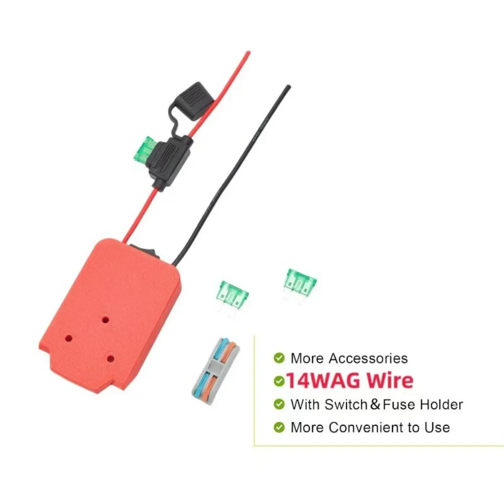 Untuk Lidl Parkside X20V Li-ion baterai bor keluaran konektor 14awg konektor dengan Terminal silikon Sekring mainan untuk mobil anak-anak