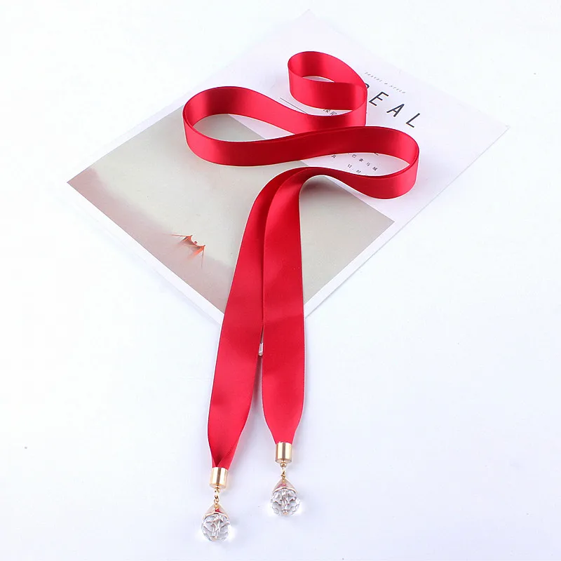 Long Black Rhinestone Fabric Belts for Women Dress Ladies Solid Silk Scarf Shirt Knot Waist Rope Female Corset Belt Strap