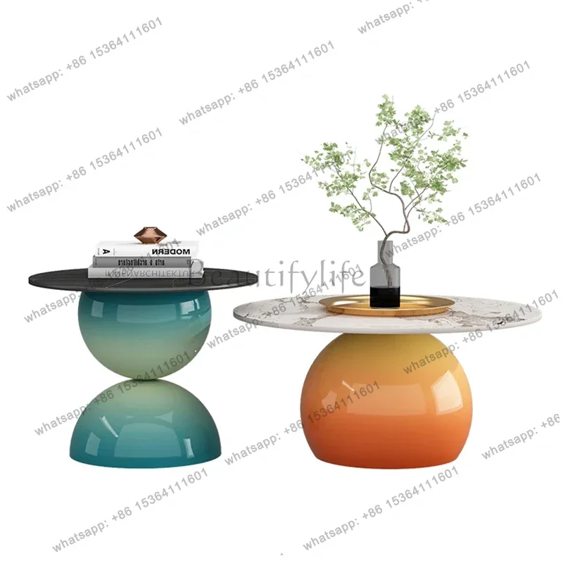 

Minimalist Italian Coffee Table Modern Designer Organizer Round Unique Side Table