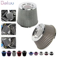 Nuevo filtro de aire frío de flujo de alta potencia deportivo de acero inoxidable de hierro de 76MM Kit de inducción de filtro de entrada de aire de cono de coche Universal OFI073