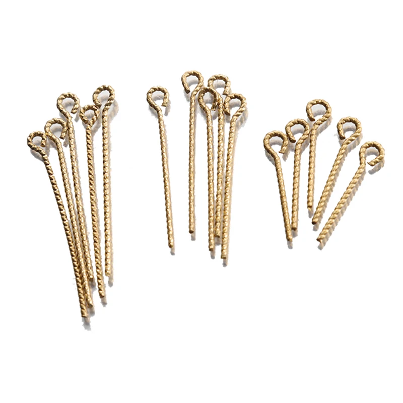 

50Pcs Raw Brass 20 30 35mm Eye Head Pins Headpins For Diy Jewelry Making Findings Accessories Supplies