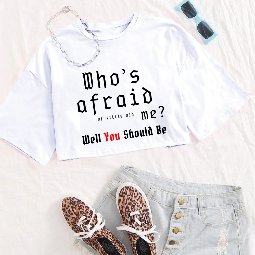 TTPD Who's Afraid of Little Me Shirt Girls O-Neck Casual Women Crop Shirts for Fan Gift Tops