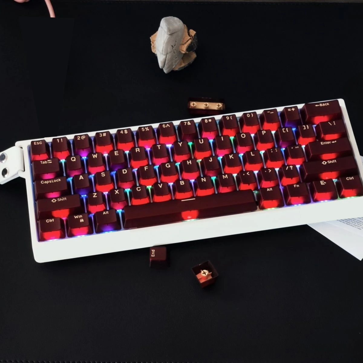 114 Keys Red Translucent RGB Backlit Key Caps Double Shot PBT Keycaps Clear Pudding Keycaps OEM Profile for MX Switches Keyboard