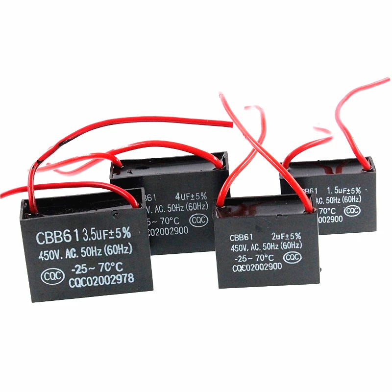 10PCS CBB61 fan starting capacitor 1.2/1 5/1.8/2/2.5/3/4/5/6/7UF ceiling fan range hood 450V