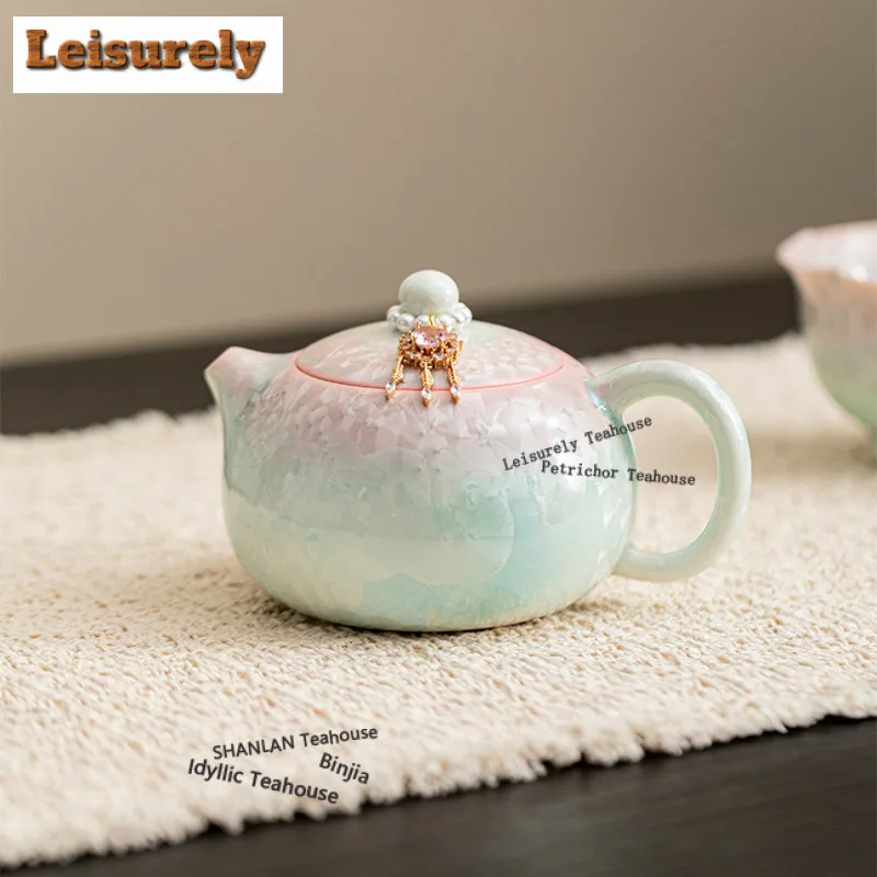 200ml Kiln Change Crystal Glaze Xishi Teapot Retro Tea Infuser Pot Tea Making Kettle With Ball Hole Drinkware Collection Gift