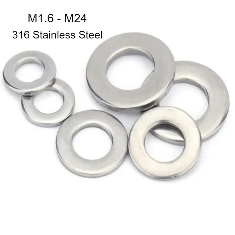 316 Stainless Steel Thickened & Enlarged Washers Metal Screw Flat Washers Round M1.6 M2 M2.5 M3 M4 M5 M6 M10 - M24