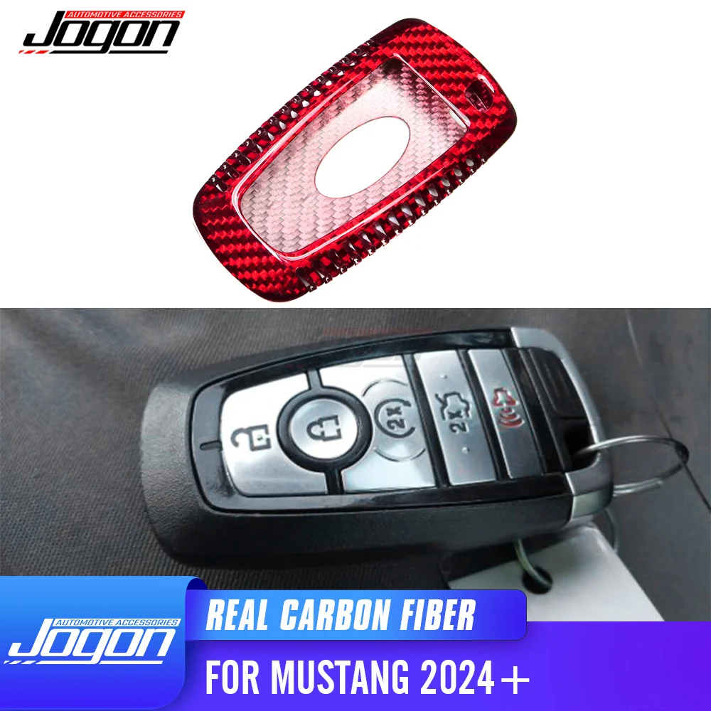 5 Buttons Car Smart Key  Case For Ford Mustang 2021 2022 2023 2024  Key Case Fob Holder Carbon Fiber Interior Accessories