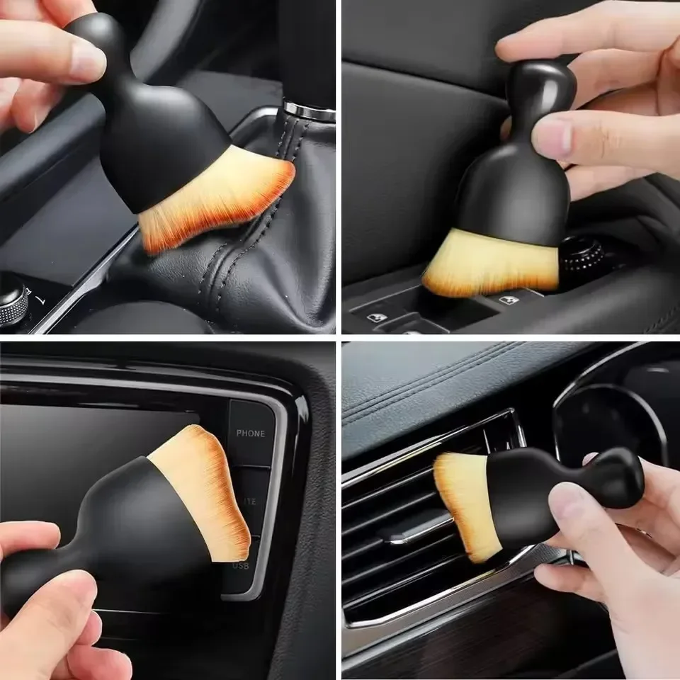 Car Interior Cleaning Brush Conditioner Air Outlet Soft Fur Clean Brushes with Shells Crevice Dust Removal Detailing Brush Tools