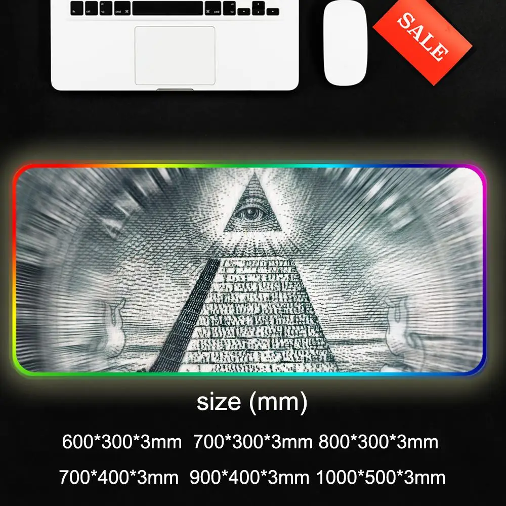 Pyramid Eye Symbol Mouse Pad Gamer Rgb Desk Mat Back Light Led Mousepad Setup Gaming Accessories Deskmat Big Mousepad Backlight