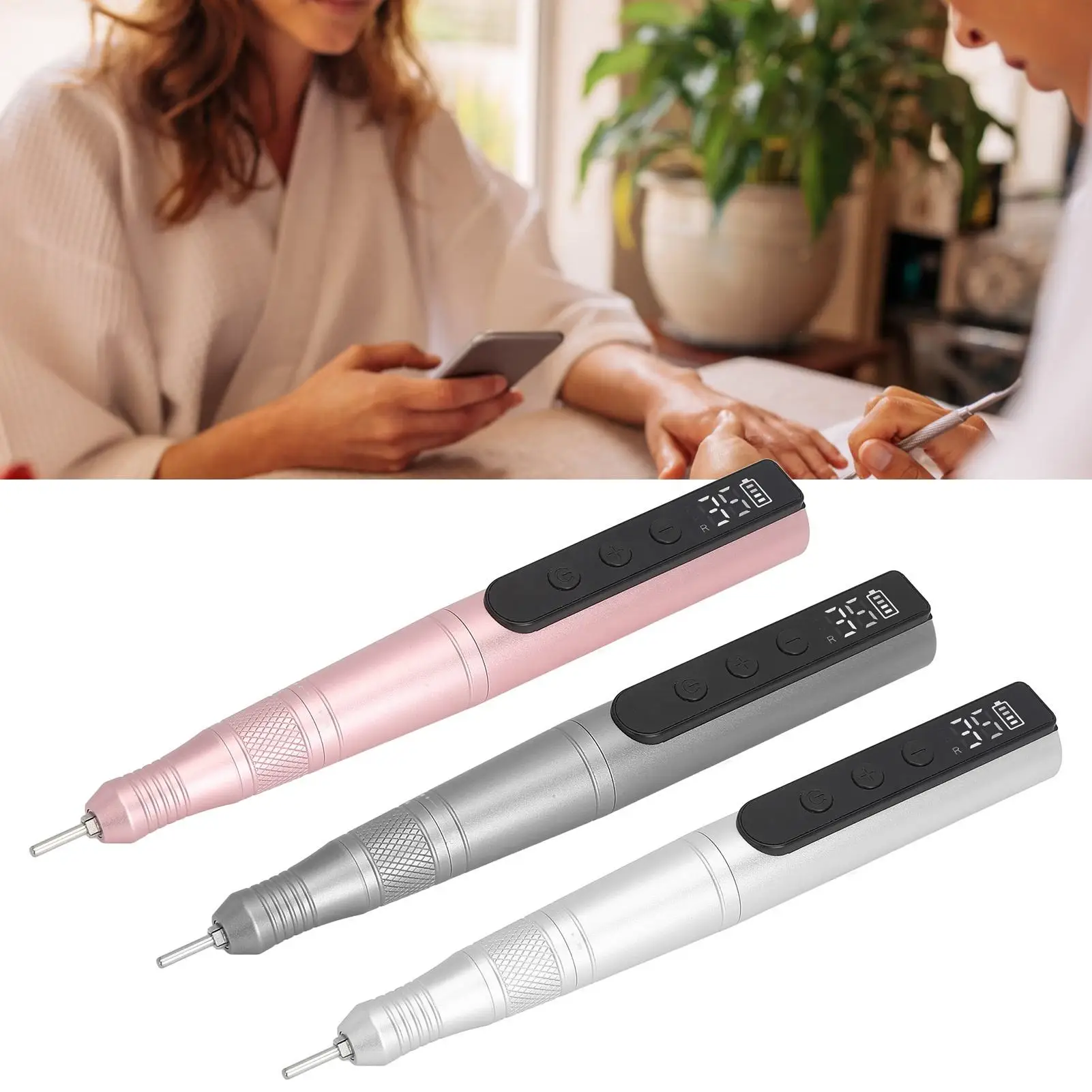 ポータブルプロフェッショナルネイルドリルマシン 35000 RPM - アクリルジェル研磨用ビットキット付き充電式電動ネイルドリル