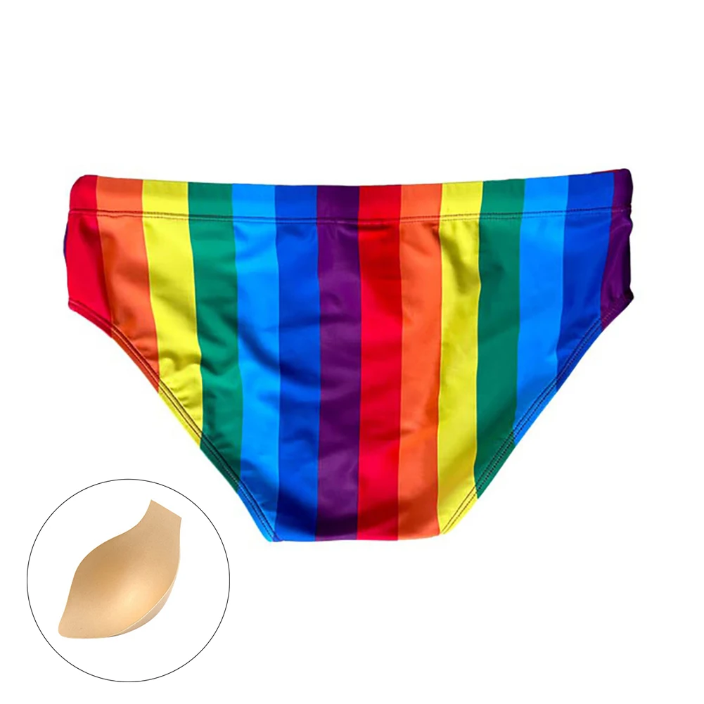 Rainbow Striped Swimming Trunks Bathing Suits Beachwear Man Mans Surfing Shorts Swim Underpants Swimming Briefs