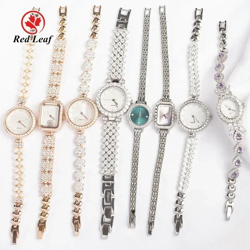 Redleaf New Good Quality Smart Wrist Stainless Steel Watch Women's Cubic Zirconia Gemstone Watch For Daily Like