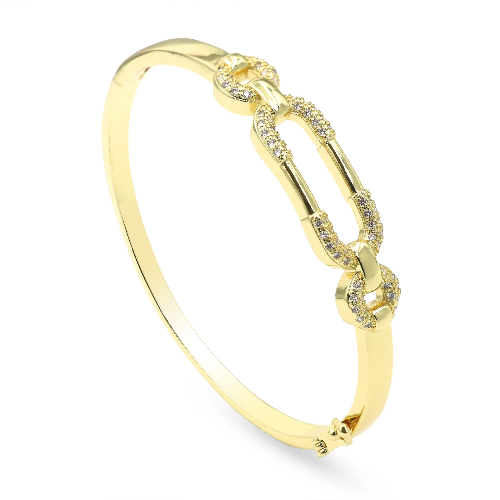 

Dubai Middle Eastern Style 18K Gold-Plated Zircon Fashionable Brass Bracelet Jewelry Jewelry Women's Party Gift