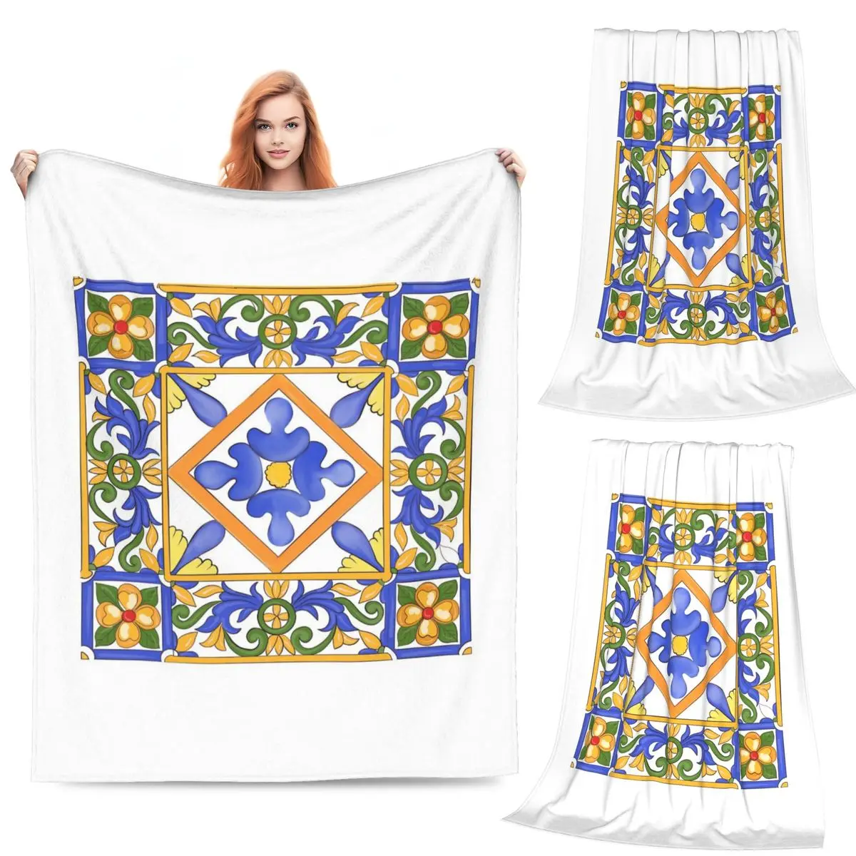 

Citrus,Sicilian Style Summer Decor Blanket Flannel Sofa Portable Throw Blankets for Couch Bedding Outdoor Throws Bedspread Quilt
