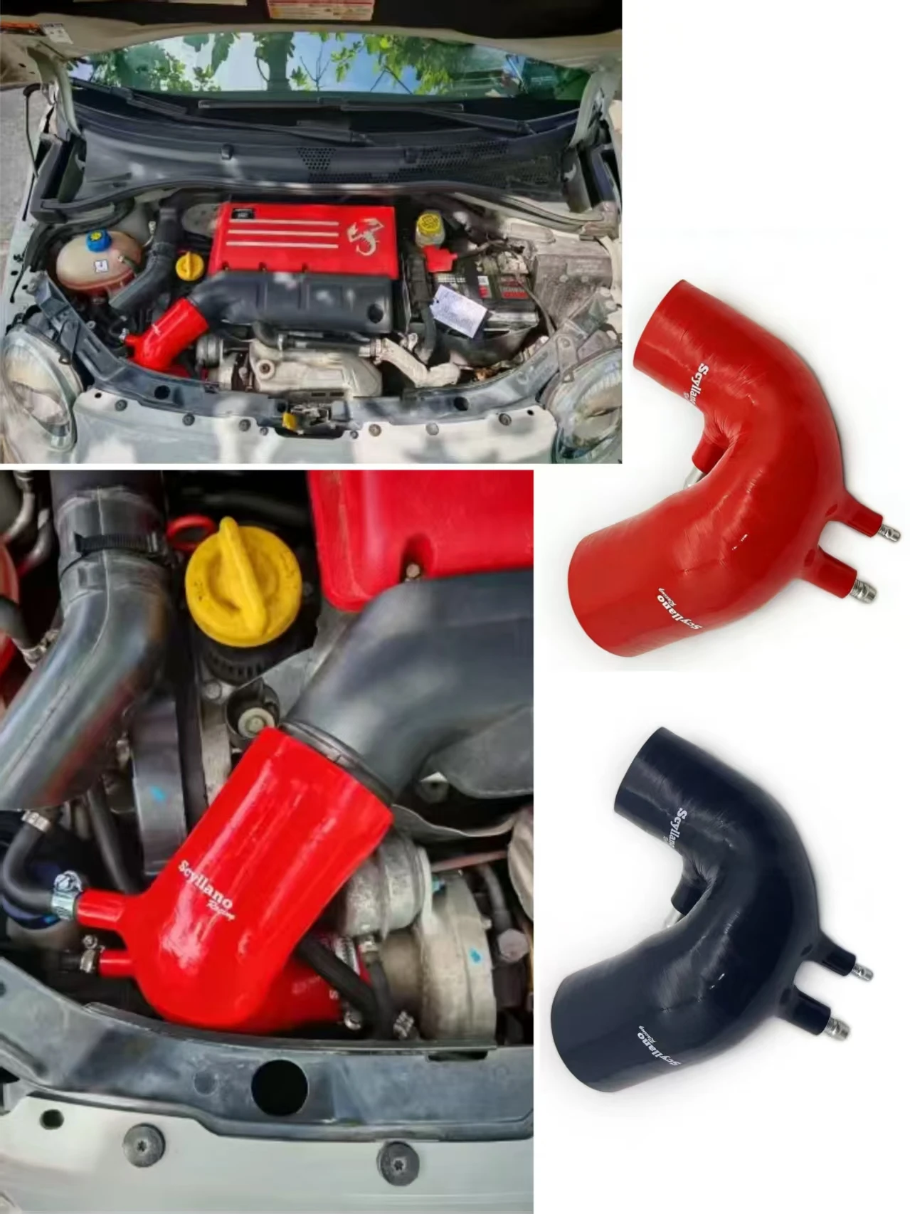 Repuestos de tubo de entrada para Abarth 500 595 695 87/128 con turbo Garrett 1446, solo manguera de admisión de aire, tubo de inducción rojo y negro
