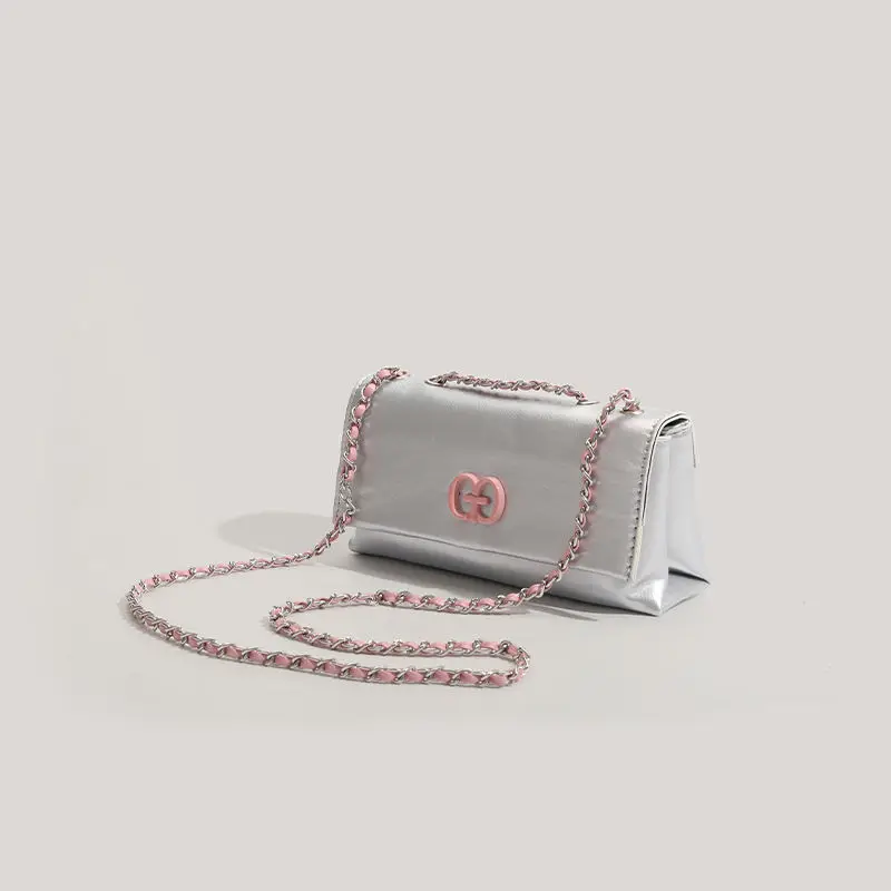 Niche Temperament Silver Chain Small Square Bag 2023 Versatile Fashion Casual Large Capacity Women\'s Shoulder Crossbody Bag