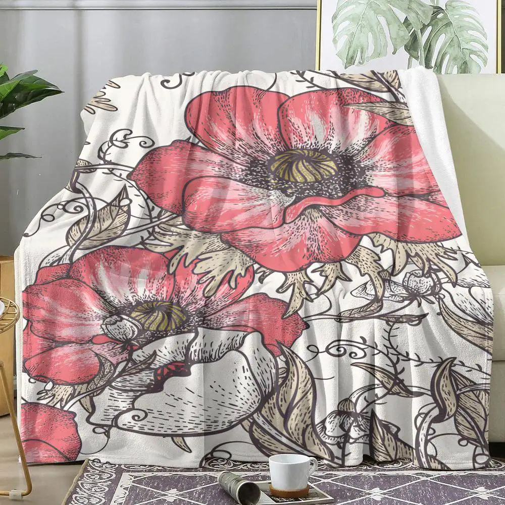 Bouquet of Tulips Throw Soft Flannel AC Blanket Lightweight Summer Nap Throw Cozy Blanket for Sofa Bed Travel Home