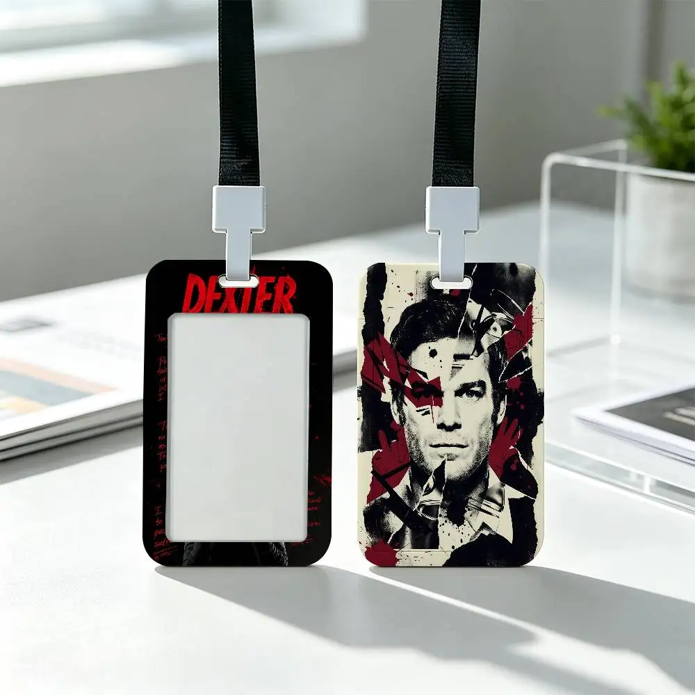 D-Dexter Film Clear Window ID Card Holder, Business Badge Holder With Neck Lanyard, Office Work Permit Card Cover