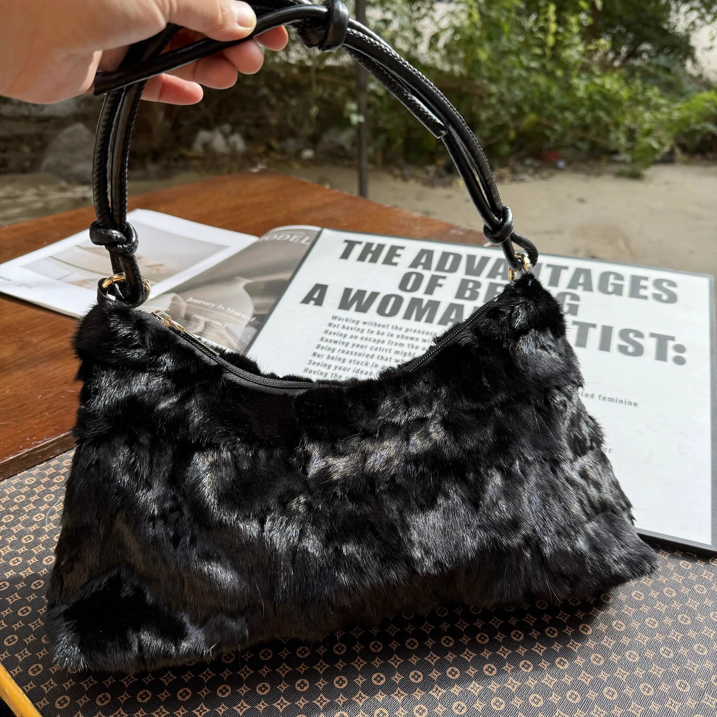 Real Fur Shoulder Bag Women 2025 New In High Quality Mink Hair