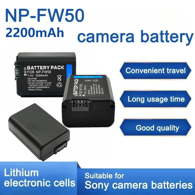 NP-FW50 2200mAh 7.4V NP FW50 Battery+LED USB Dual Charger for Sony A6400 A6000 A6300 A7M2 R2 ZVE10 Camera Battery