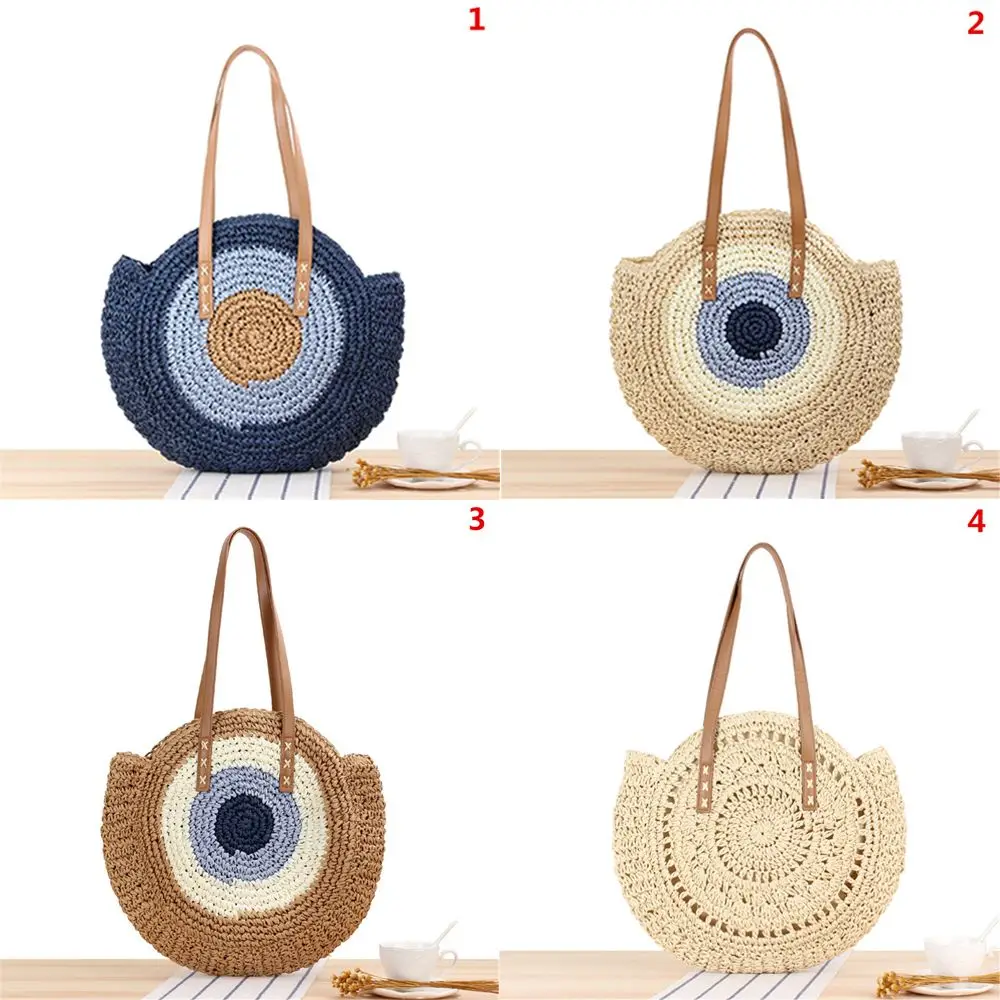 44*41*24 cm Beach Braided Women Boho Woven Handbag Summer Beach Tote Bohemia Straw Bag Round Rattan Shoulder Bag Fashion