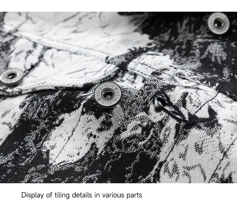 Streetwear camisa casual masculina jaqueta na moda luxo jacquard casaco pintura a óleo efeito hong kong estilo retro workwear outerwear