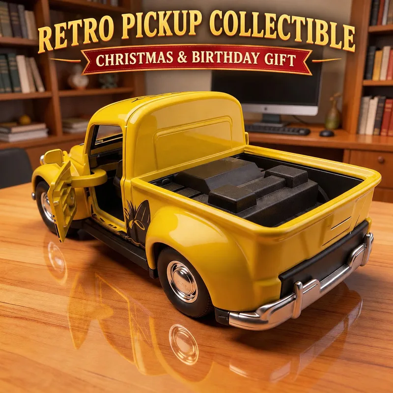NEW  1:36 Vintage Beetle-Style Pickup Truck Alloy Pull-Back Model Car Opening Doors Diecast Collectible Christmas Birthday Gift - view 6