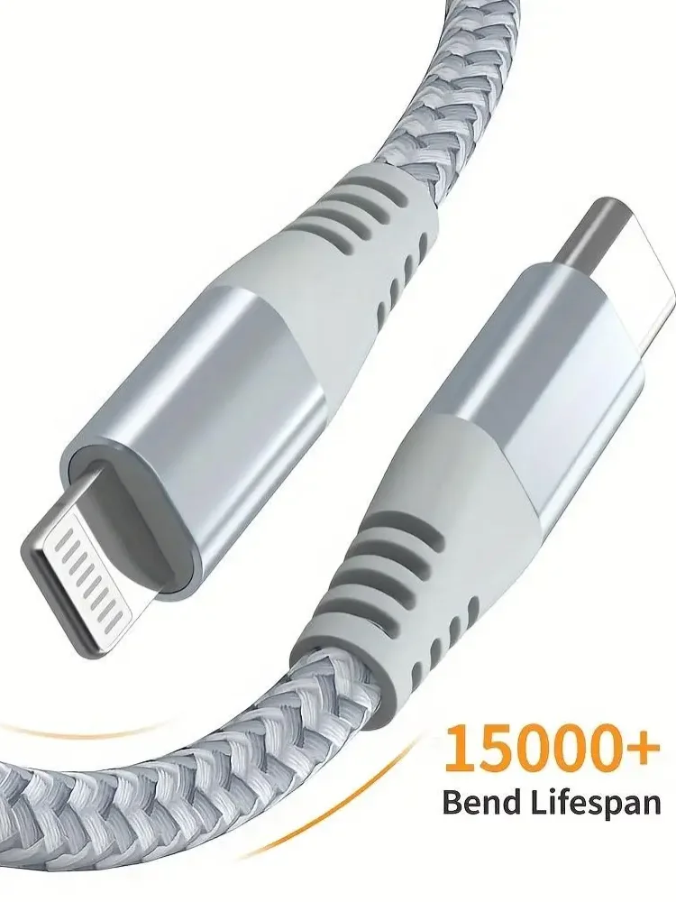 LAIHONEN 1/3 Stück Schwarz/Silber USB-C auf Lightning-Kabel 3,3/6,6/10 Fuß, schnelles Laden, geflochten, für iPhone 14-7 Pro Max iPad & mehr
